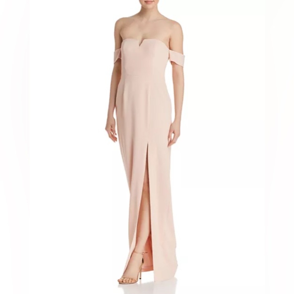 Aidan Mattox Off-the-Shoulder Crepe Gown (Size 10)